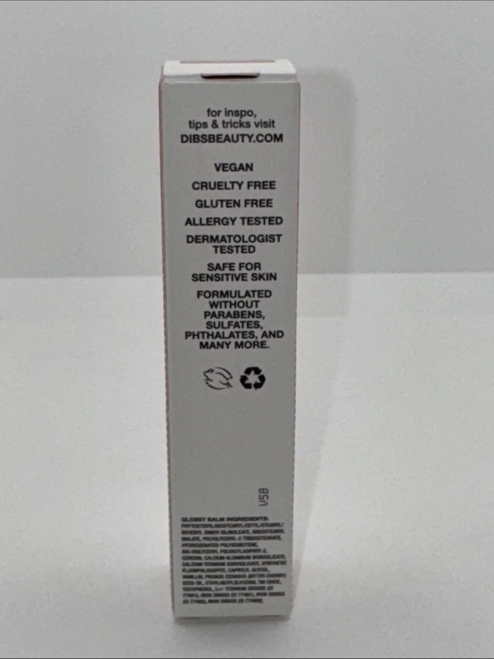 Dibs Go To Glossy Lip Balm - Shade: Kiss Me Quick Peachy Shimmer NIB